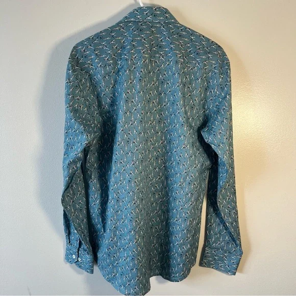 Bugatchi Mens Size Medium NWT Long Sleeve Shirt Dress Man Butterfly Print NWT